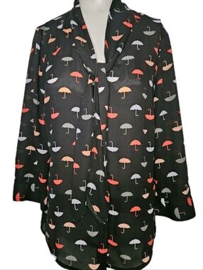 Modcloth Women's Button Down Blouse With Neck Tie Size Medium